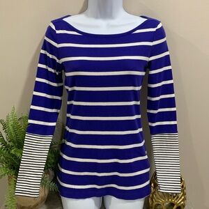 BANANA REPUBLIC Blue & White Striped Boatneck Shirt XS